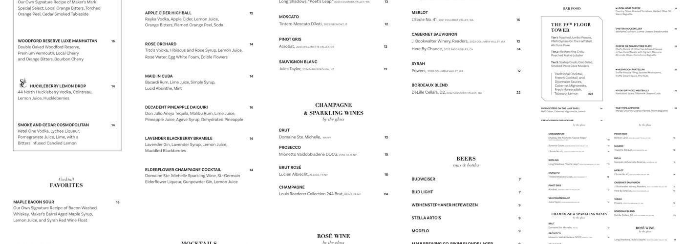 Smoke & Cedar Steakhouse Menu