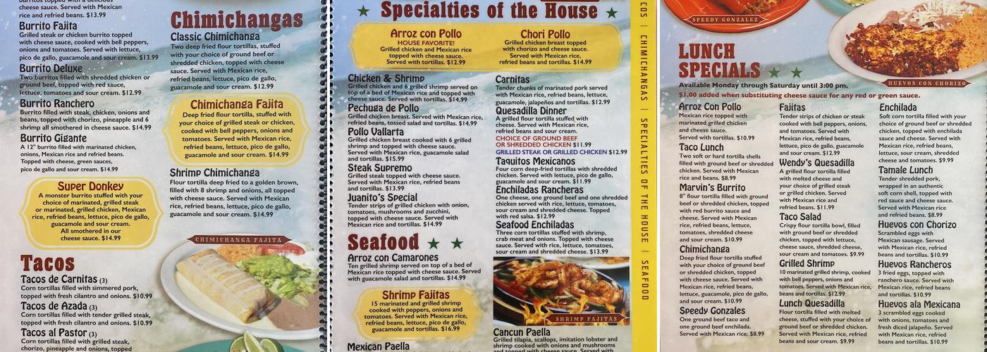 Los Potros Mexican Restaurant Menu