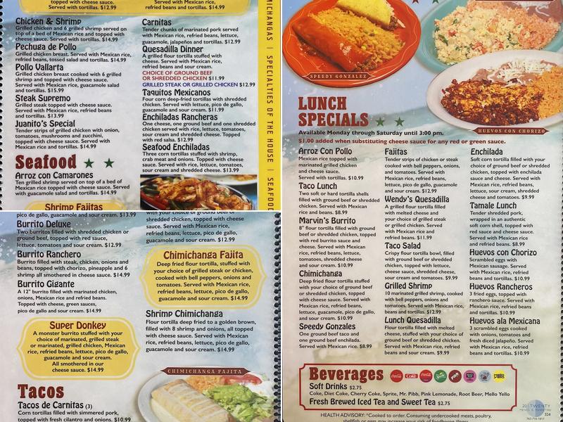 Los Potros Mexican Restaurant Menu