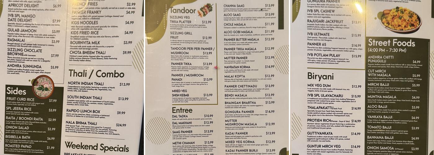 Idly Vada Bistro Menu