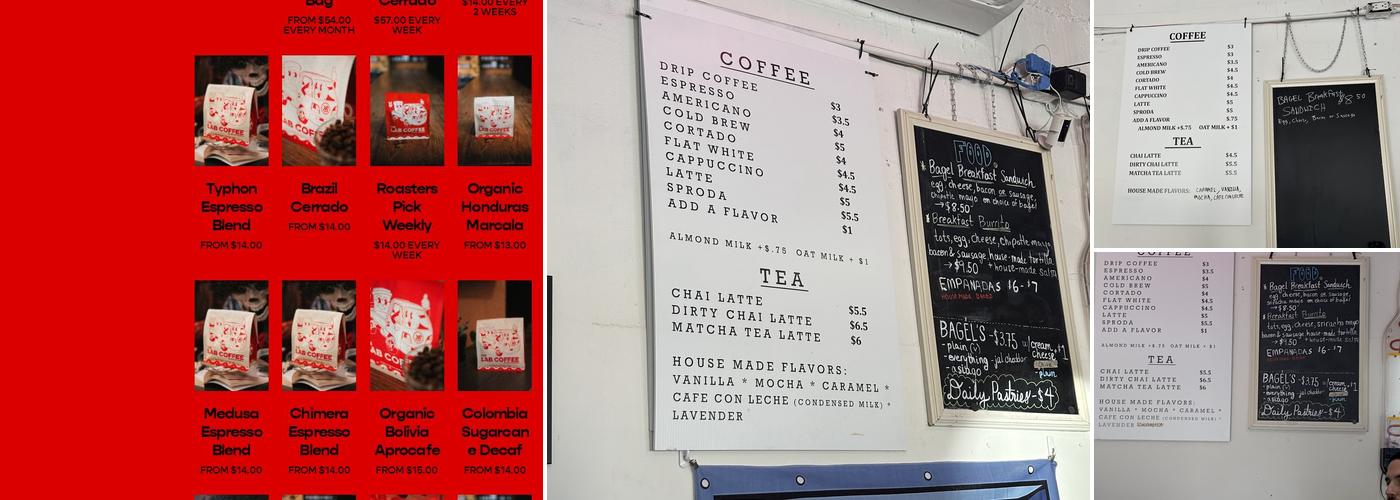 The Lab Coffee - Heights Menu