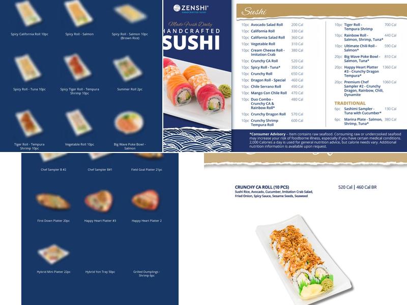 ZENSHI Handcrafted Sushi Menu