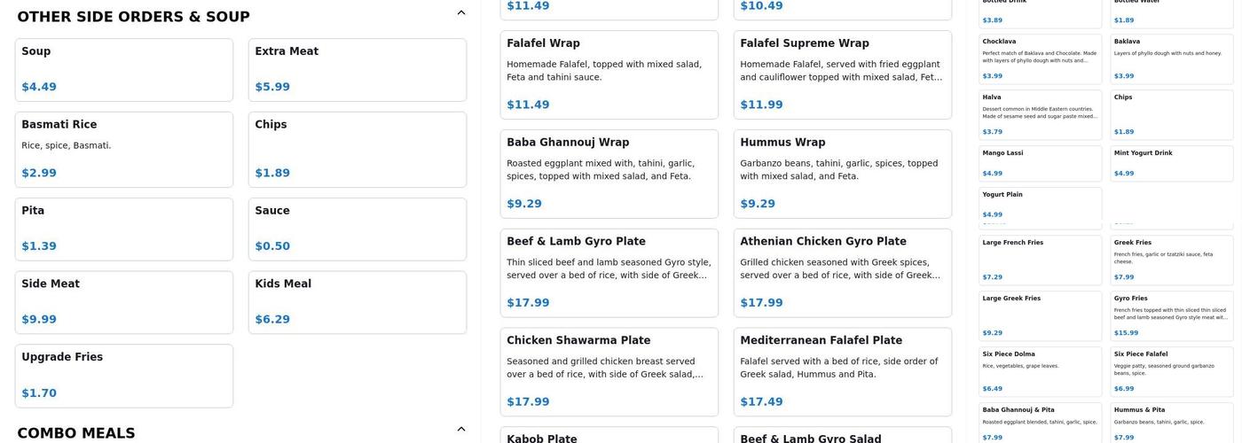 Gyro Stop Mediterranean grill Menu