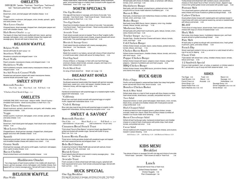 Huckleberry North Menu
