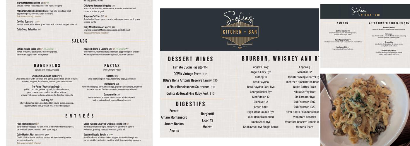 Sofia's Kitchen & Bar Menu