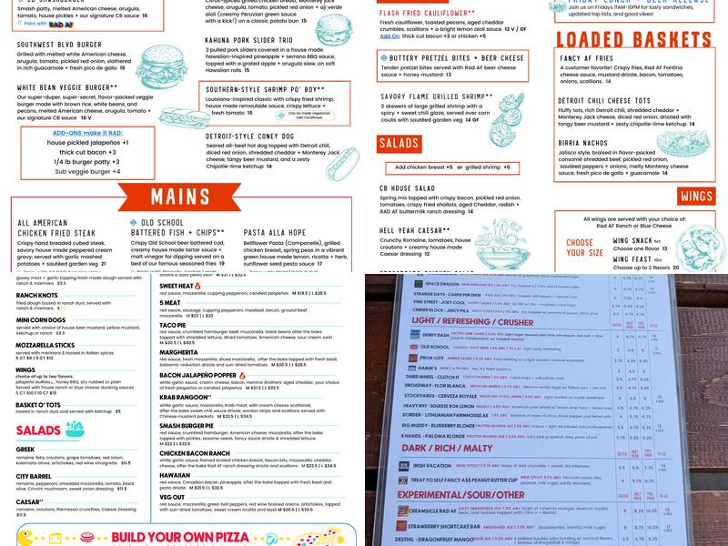 City Barrel Pizza + Patio Menu