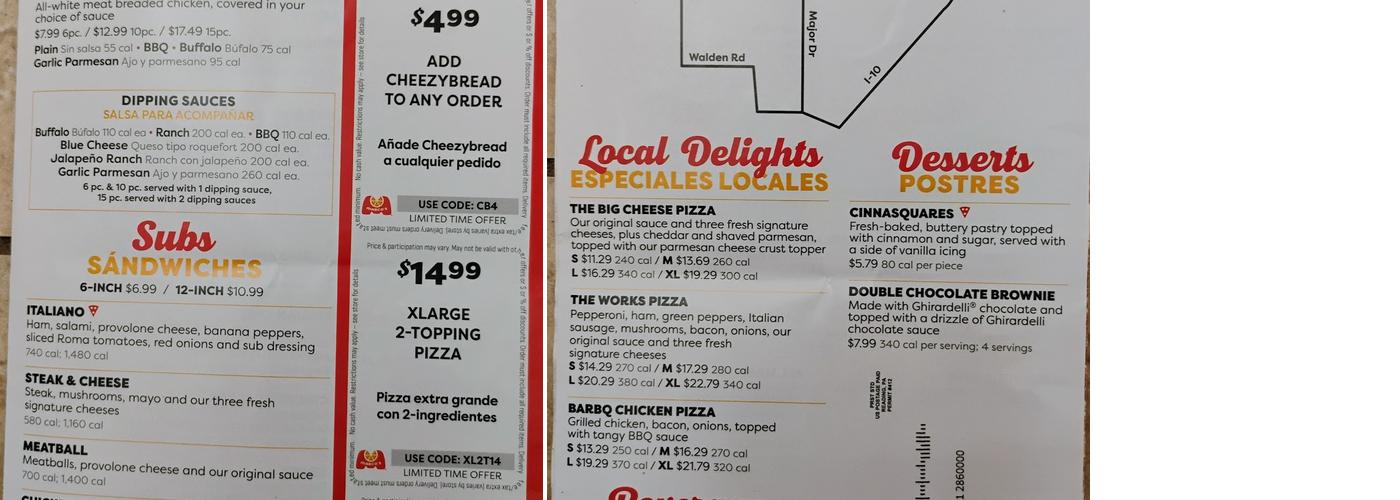 Marco's Pizza Menu