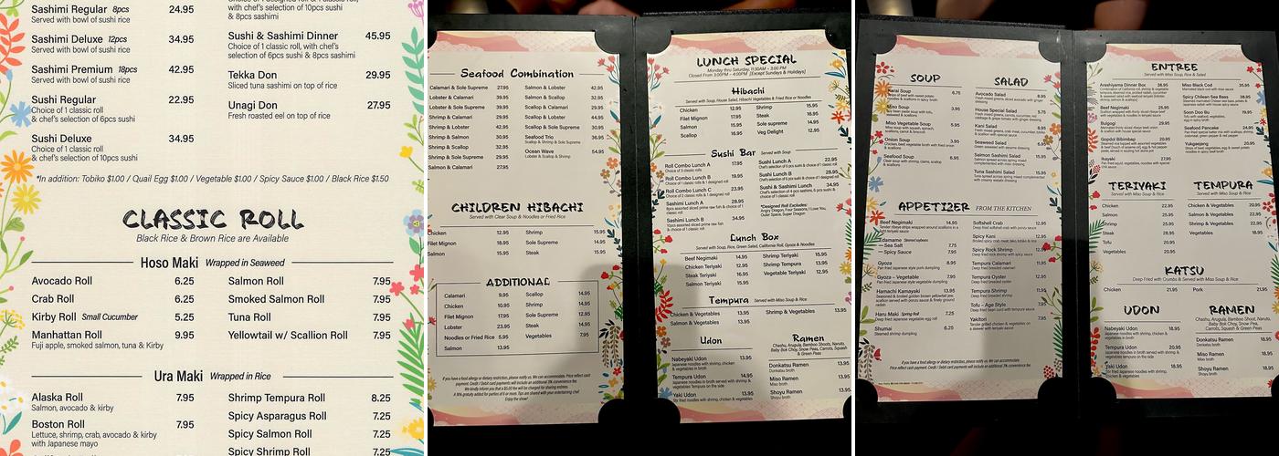 Arashiyama Japanese Sushi & Steakhouse Menu