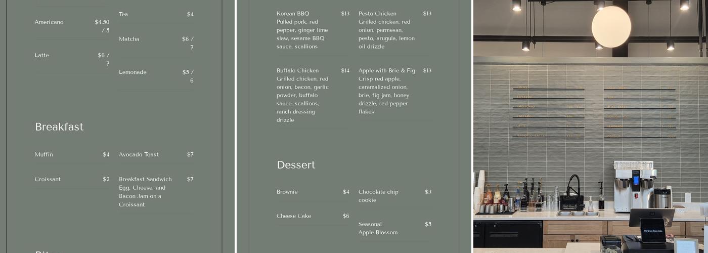 The Green Room Café Menu
