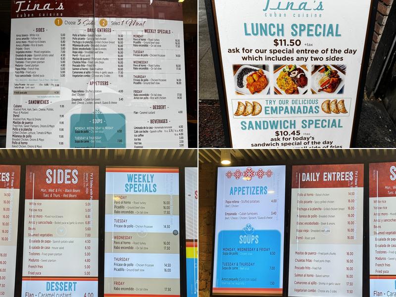 Tina's Cuban Cuisine Menu