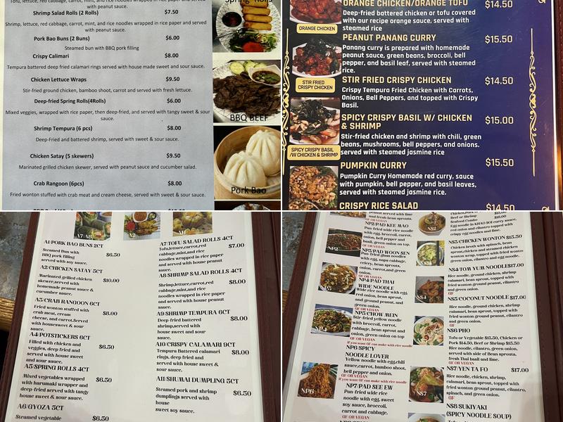 Thai Thai Fusion Menu