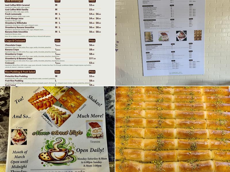Nano Sweet Cafe Menu