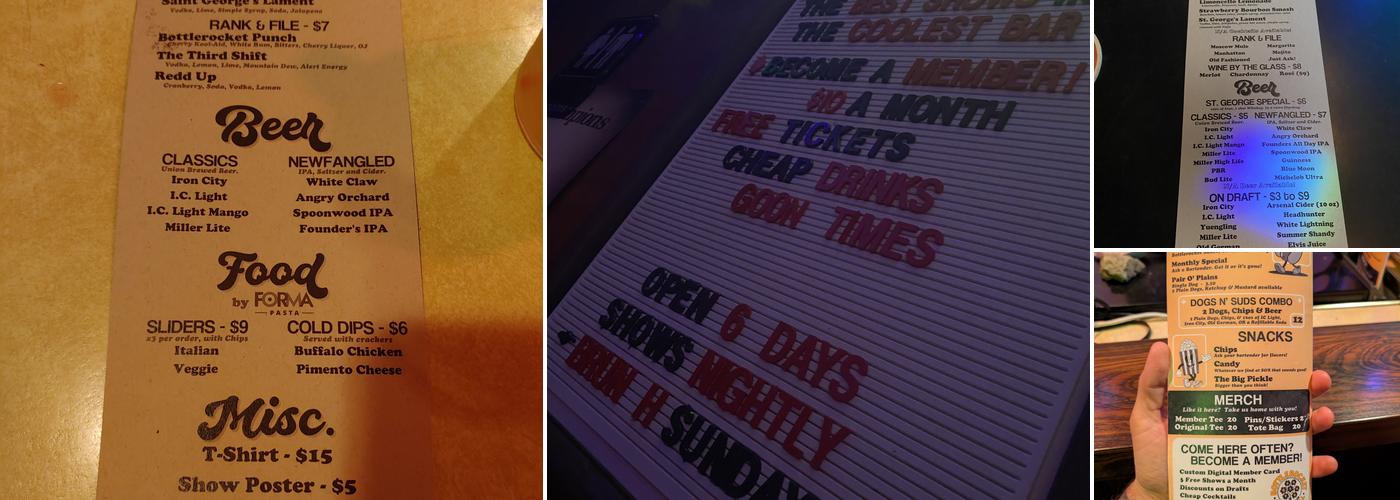 Bottlerocket Social Hall Menu