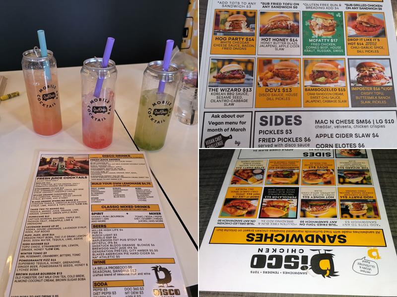 Disco Chicken Menu