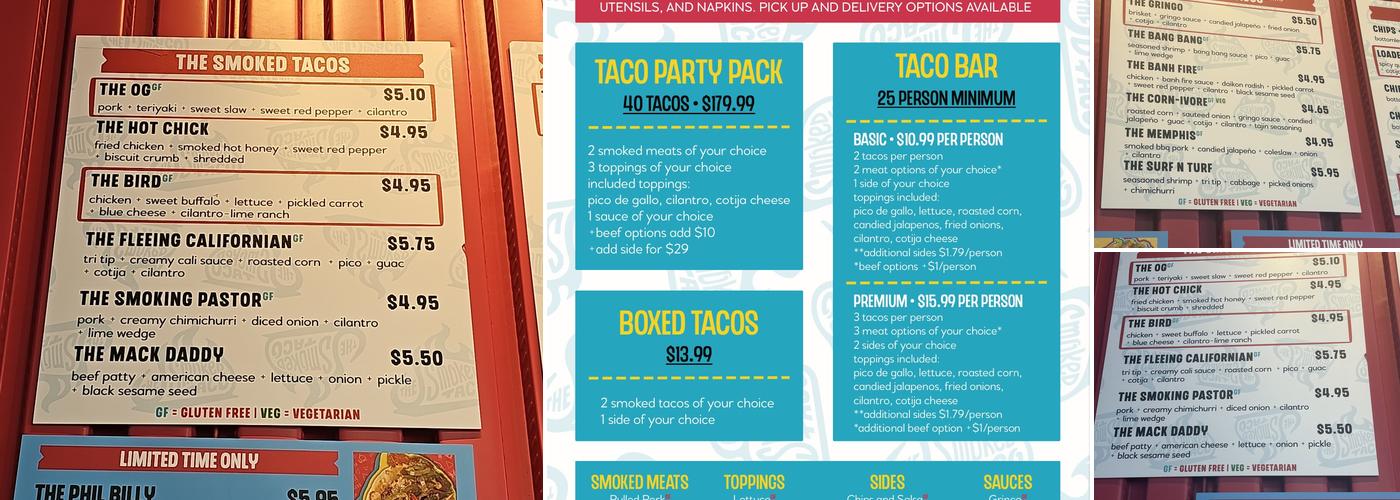 The Smoked Taco Menu