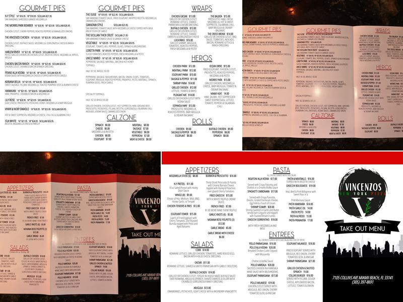 Vincenzos NY Pizza Menu