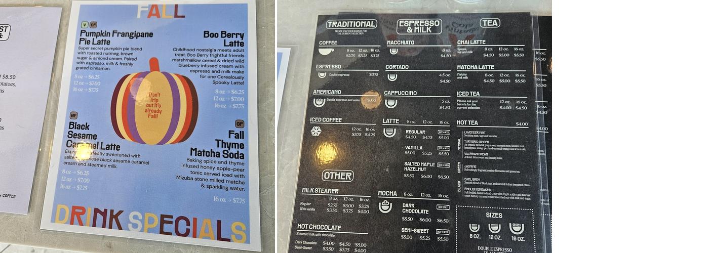 Roseline Coffee Menu