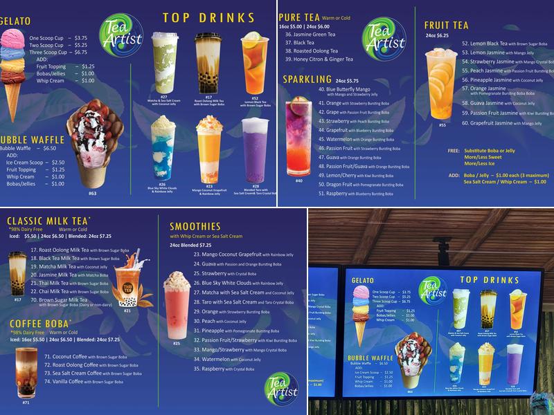 Tea Artist PDX Menu