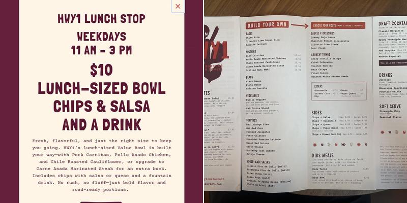 HWY1 Baja Bowls & Burritos Menu