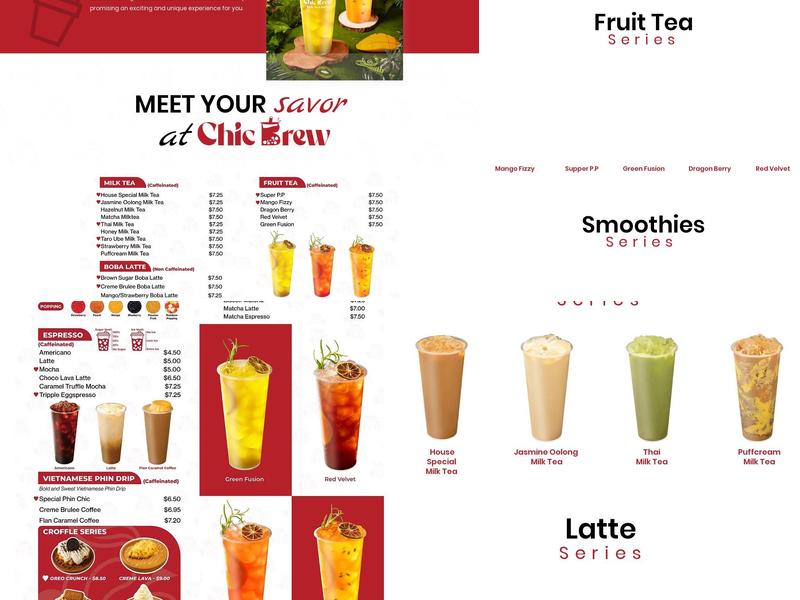 CHICBREW BOBA TEA & COFFEE Menu