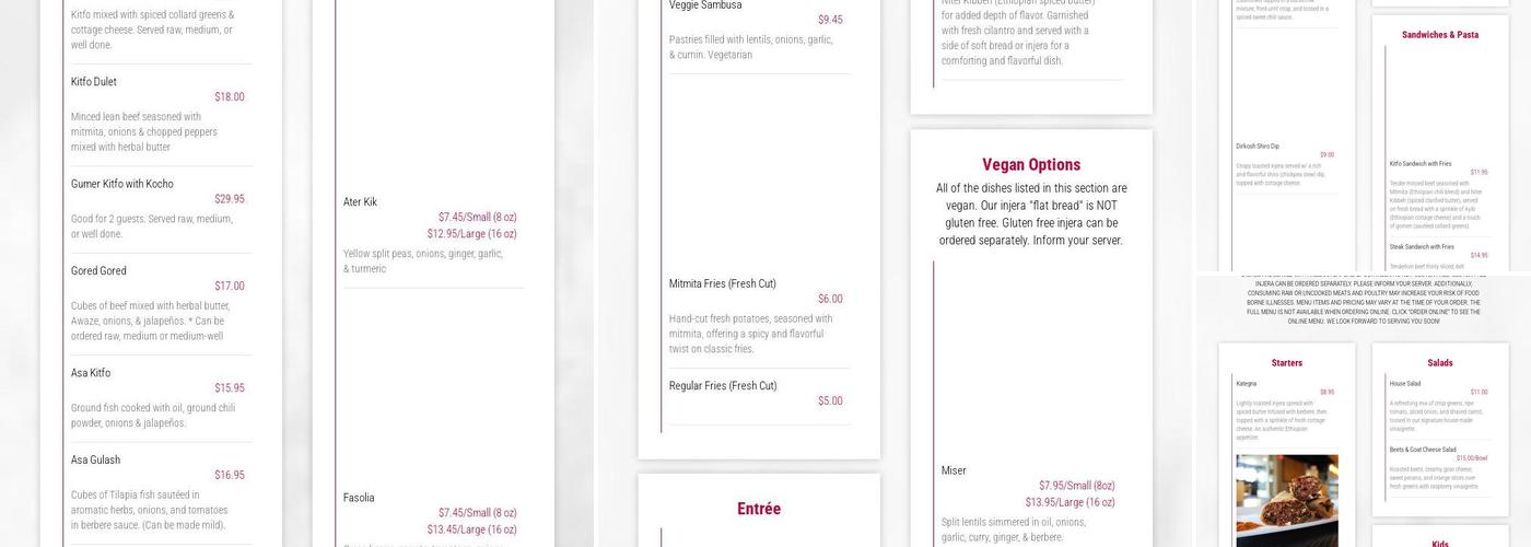 Bole Ethiopian Cuisine Maple Grove Menu