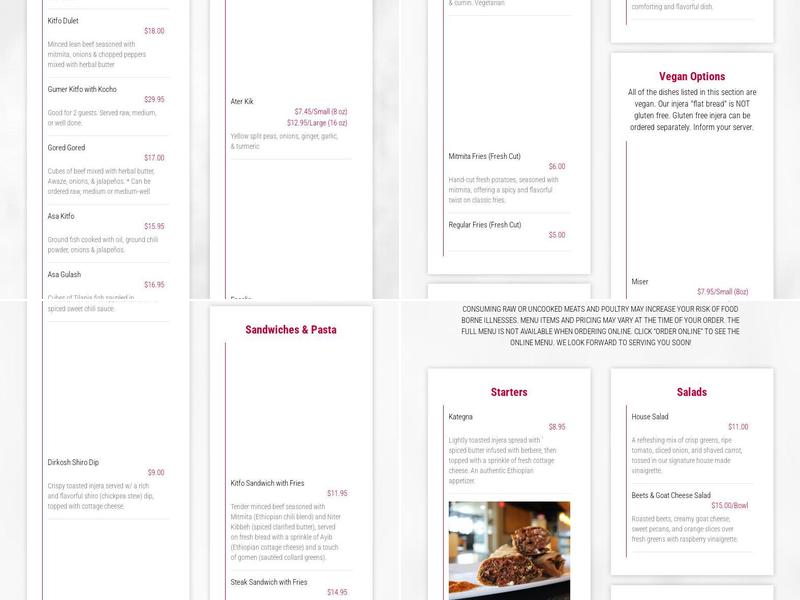 Bole Ethiopian Cuisine Maple Grove Menu