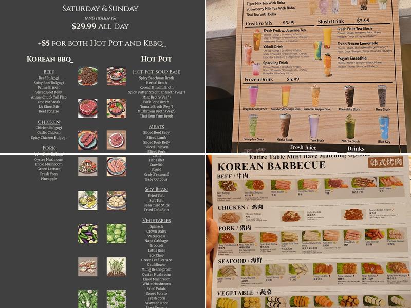 One Pot - Hot Pot & BBQ Menu