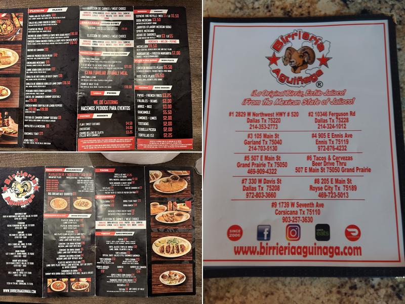 Birrieria Aguinaga Menu