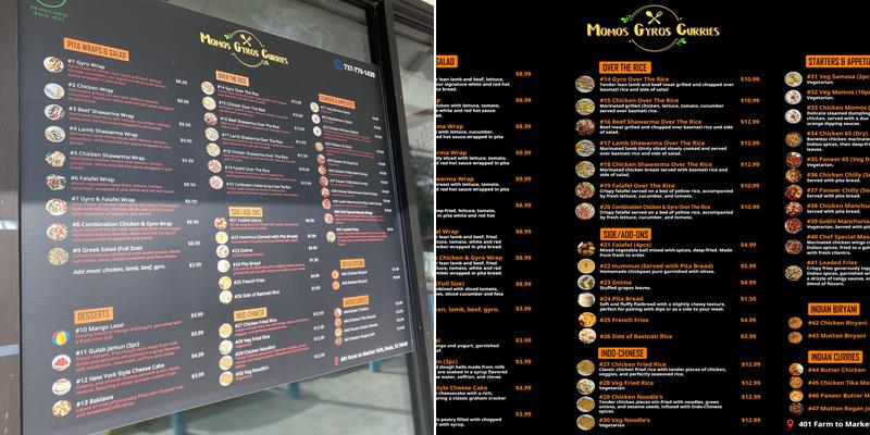 Momos Gyros Curries Halal Menu