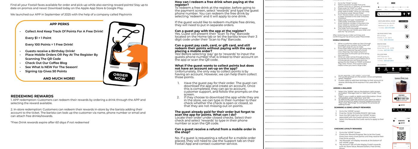 Foxtail Coffee - Athens Menu