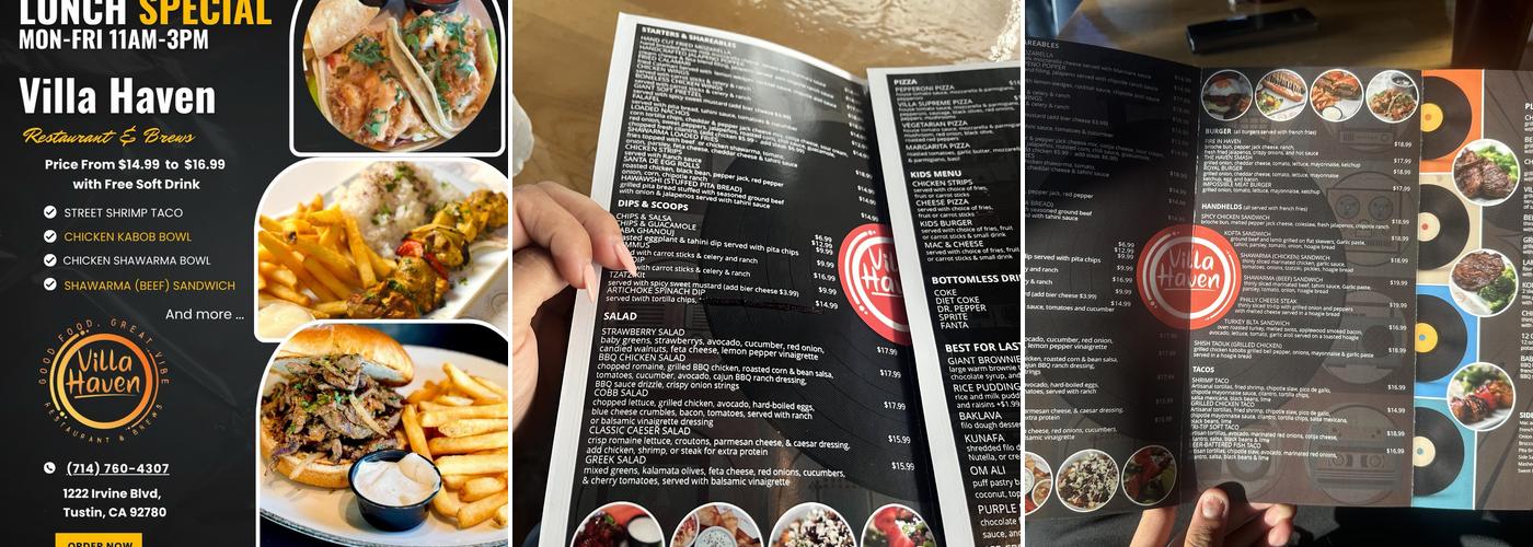 Villa Haven Restaurant and Brews Menu