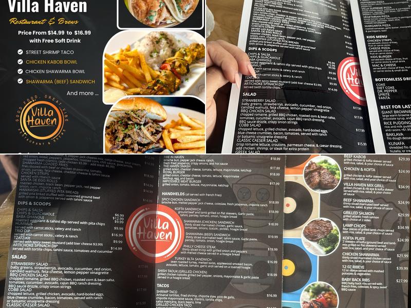 Villa Haven Restaurant and Brews Menu