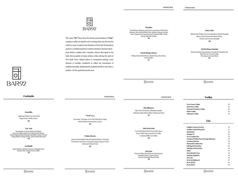 Gui Steakhouse – NYC Times Square Menu