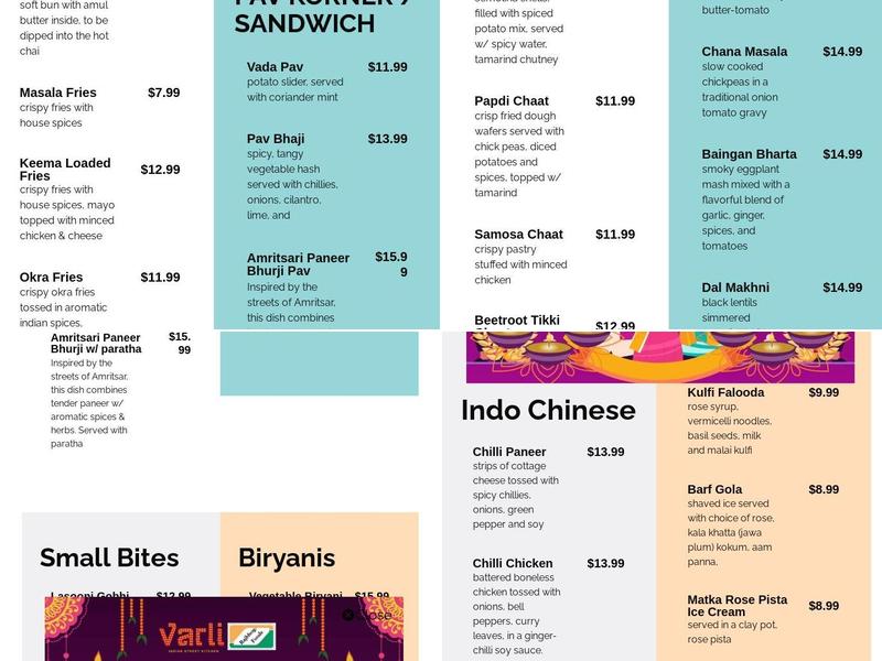 Varli Indian Street Kitchen Menu