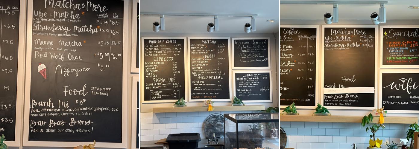 Càphin Minneapolis Menu