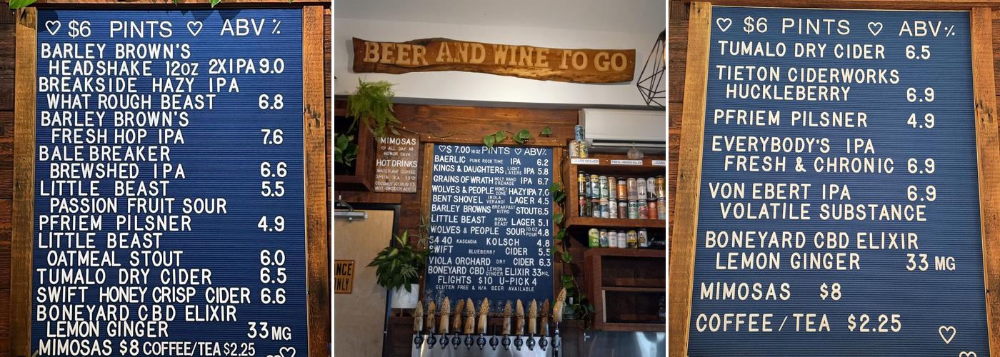 Benbear's Beers Menu