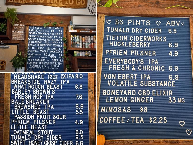 Benbear's Beers Menu