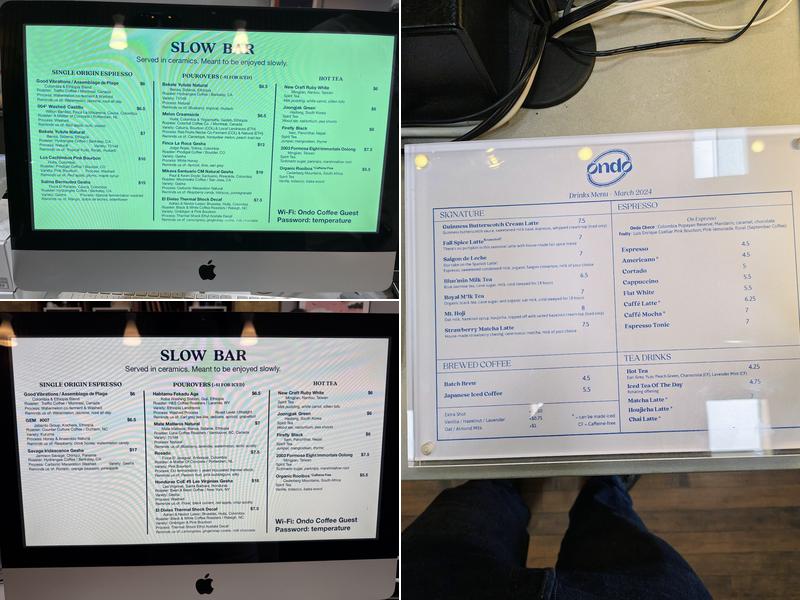 Ondo Coffee Co. Menu