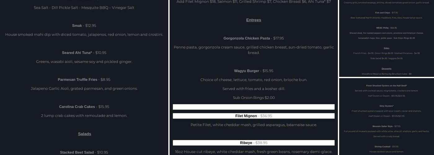 West End Supper Club Menu