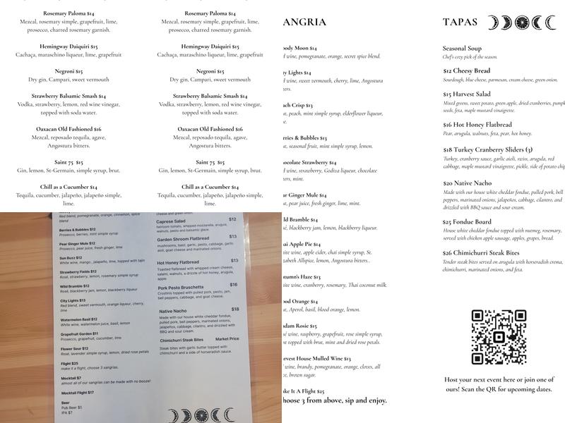 Harvest Moon Sangria Bar Newberg Menu