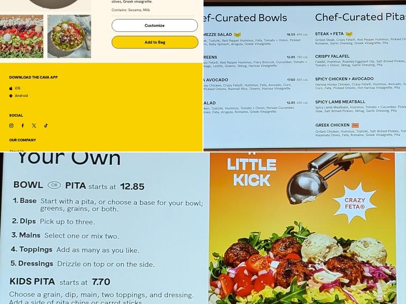 CAVA Menu