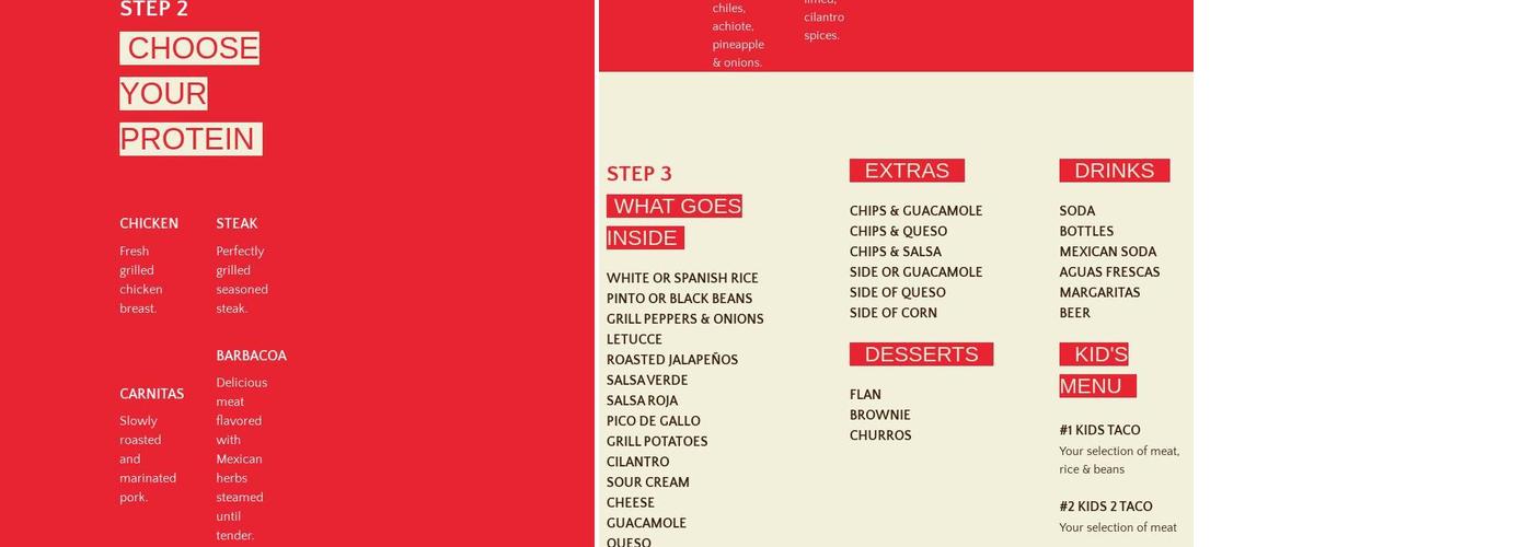 Mexica Burrito Grill Menu