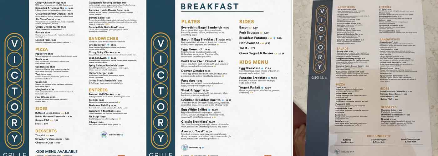Victory Grille Menu