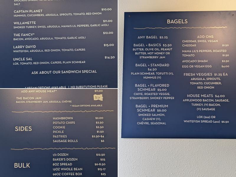 Spielman Bagels and Coffee Roasters Menu