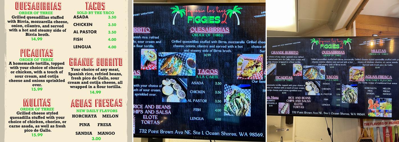 Taqueria Los Tres Figgies 2 Menu