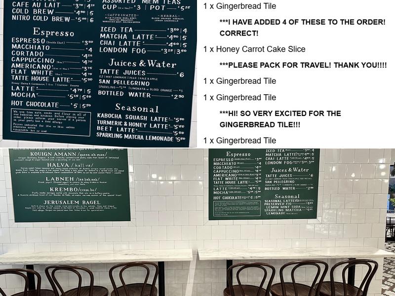 Tatte Bakery & Cafe | High St Menu