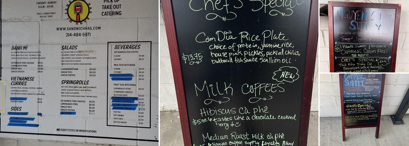 Sandwich Hag Menu