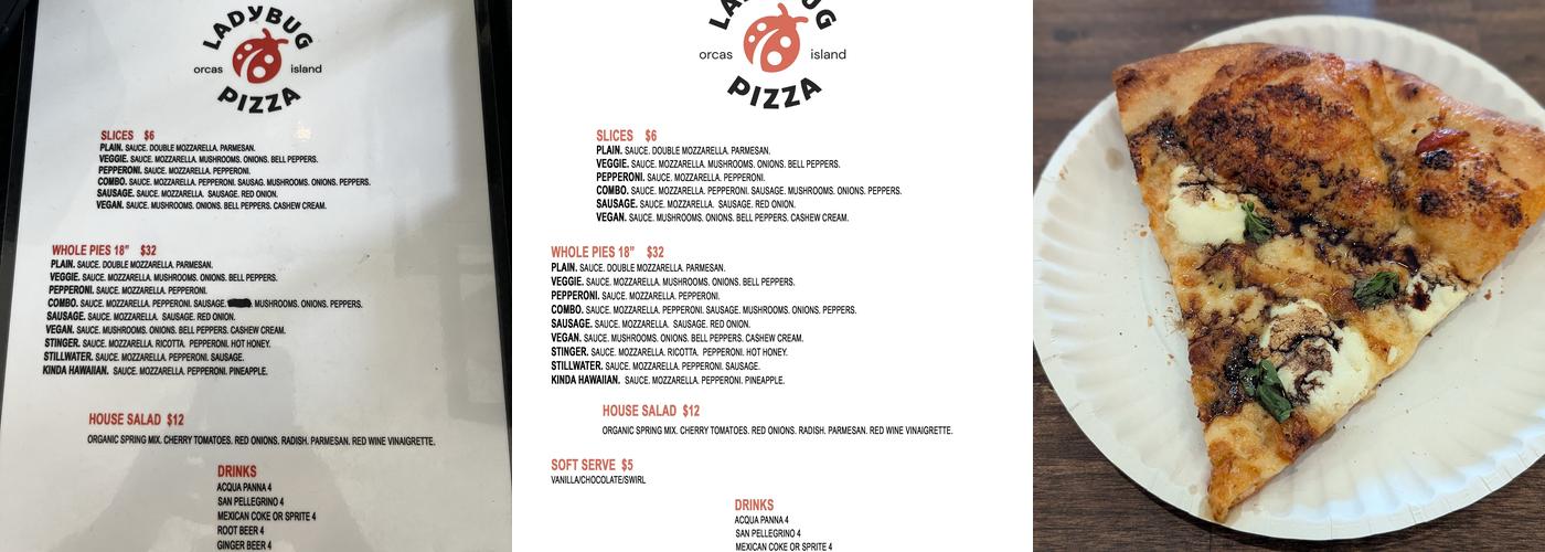Ladybug Pizza Menu