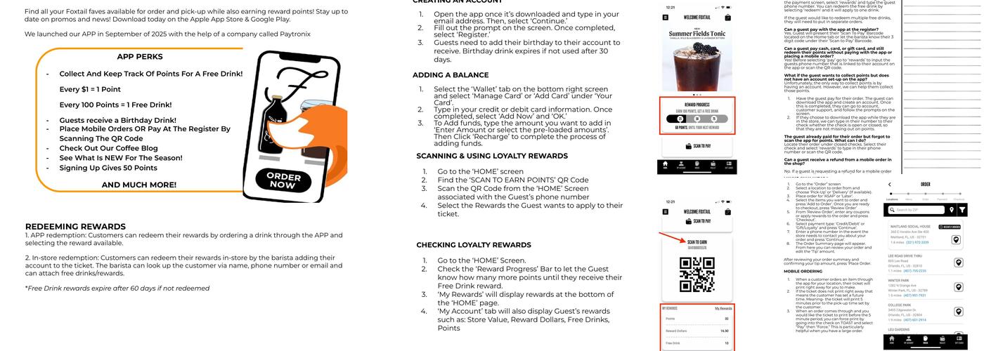 Foxtail Coffee - Lake Eola Menu