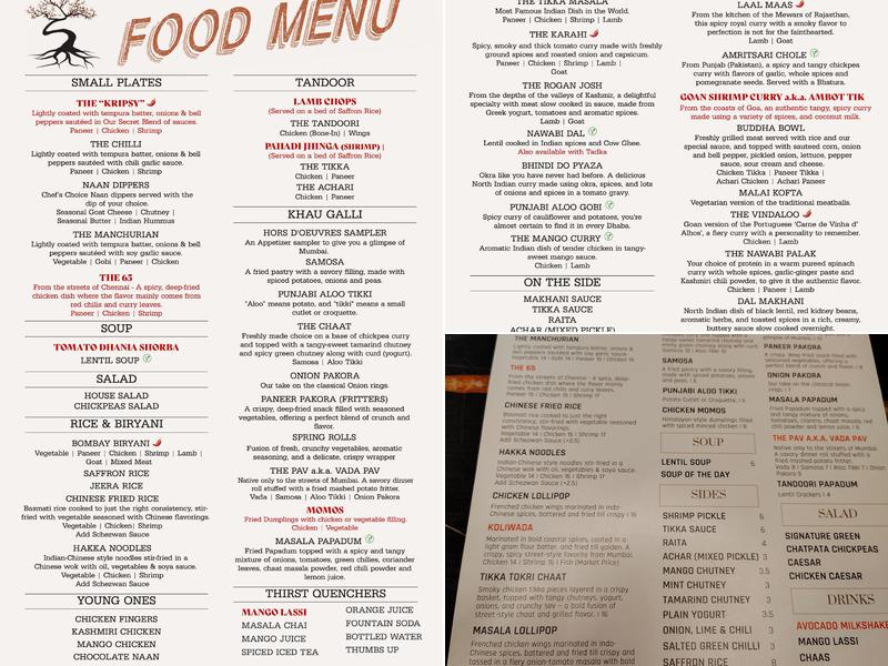 Zaan Indian Cuisine Menu